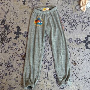 Aviator Nation Gray Joggers with Rainbow Patch